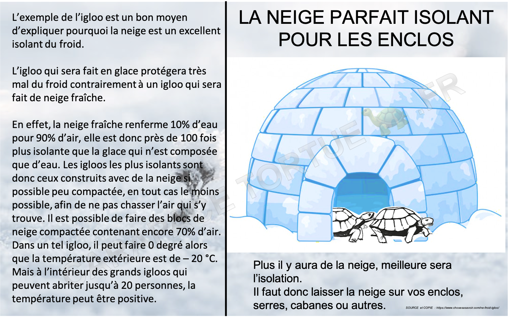 La neige parfait isolant